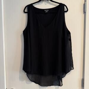 City Chic Tank Top Black V-Neck Hi-Low Hem Pullover Sleeveless Sz M/18